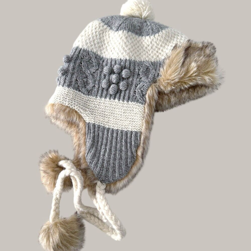 American Eagle Fair Isle Trapper Hat Cap Women's OS Knit Winter Snow Warm Lined